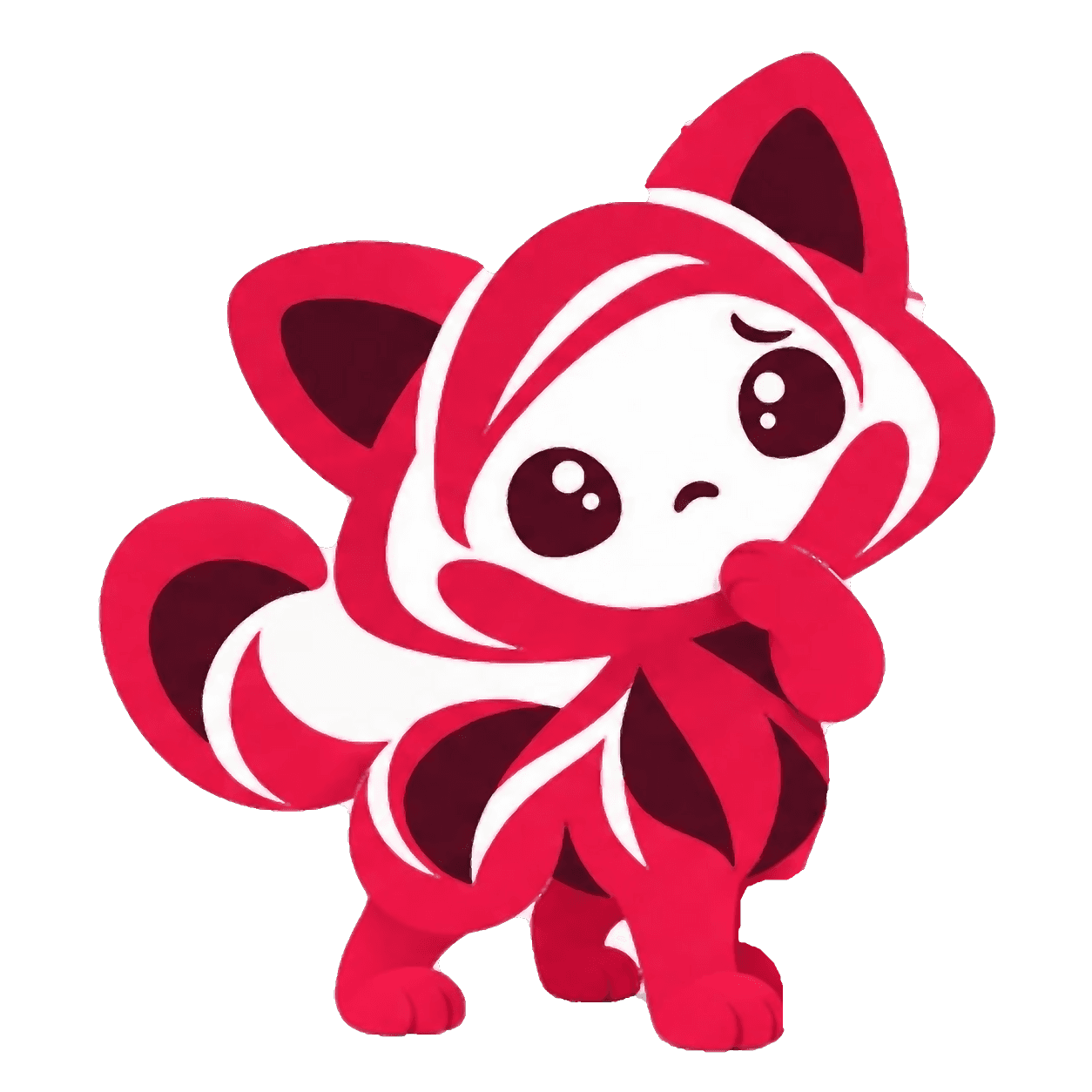 Crany stands with a paw on their chin, puzzled